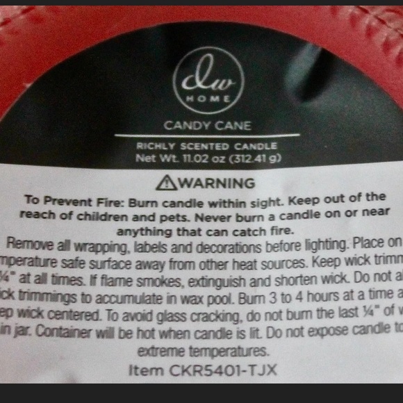 DW HOME CANDLE CANDY CANE JOY TO THE WORLD SCENTED NEW - Picture 3 of 3